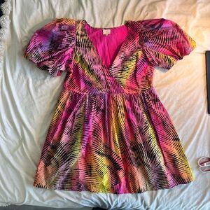 Plenty by Tracy Reese Pink and Yellow Mini Dress